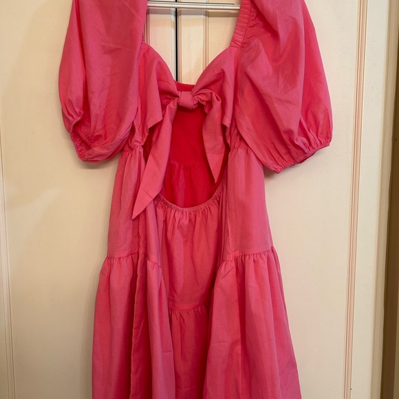 Pink Puff Sleeve Dress - Picture 2 of 4